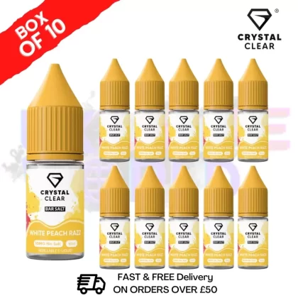 White Peach Razz Crystal Clear Nic Salt Box Of 10 – Only £17.99