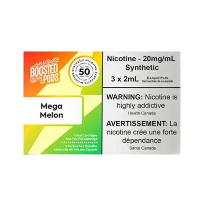 Boosted pods STLTH Compatible -Mega Melon – 50MG HIT – Synthetic Nicotine - Ecigdepot