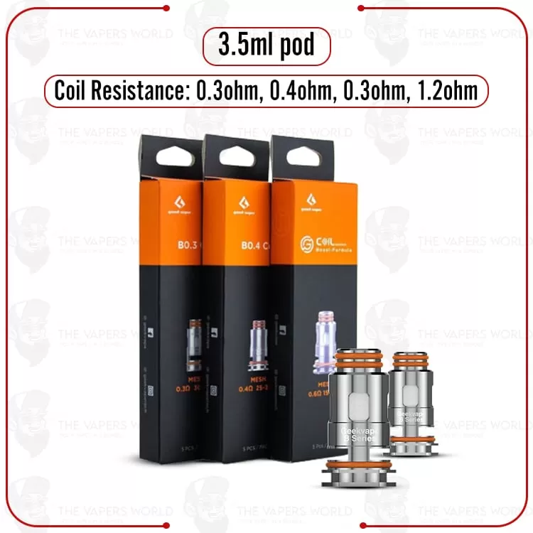 GeekVape B Series Replacement Coil – 5PK - B 0.3 OHMS (Classic MTL + RDTL (30W-38W) (Boost Version), B 0.4 OHMS (Classic MTL + RDTL) (25W-35W) (Boost Version) (19E0B2)