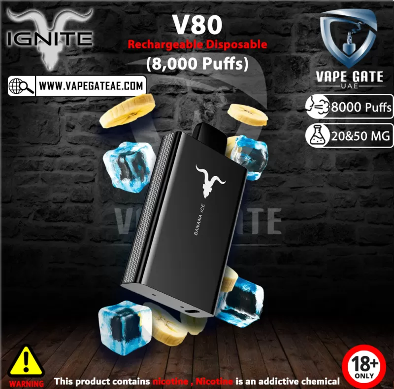 IGNITE - V80 Rechargeable Disposable Vape (8000 Puffs) - 50 mg / Grapefruit Mint - Image 2