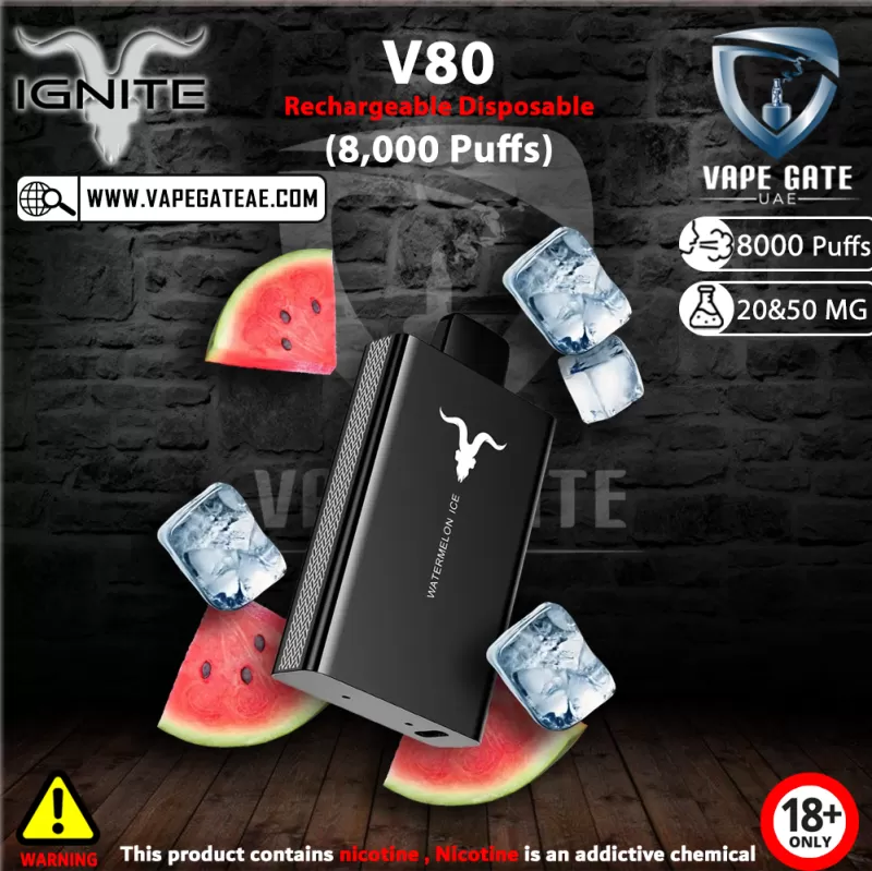 IGNITE - V80 Rechargeable Disposable Vape (8000 Puffs) - 50 mg / Grapefruit Mint - Image 3