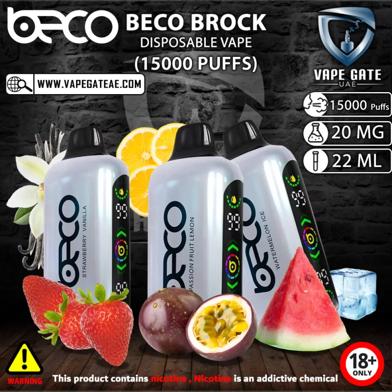 BECO BROCK DISPOSABLE VAPE (15000 PUFFS) - 20 mg / Mad Blue