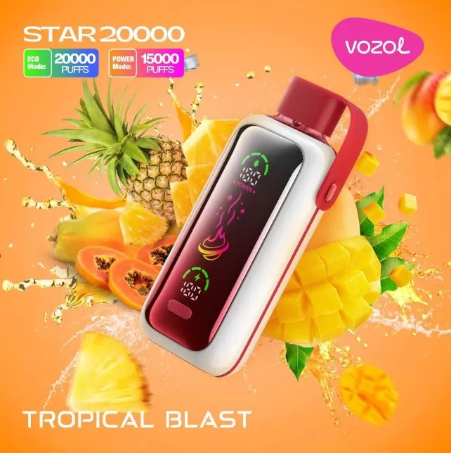 Vozol Star Rechargeable Disposable Vape (20,000 Puffs) - Peach Mango Watermelon / 50 mg - Image 3