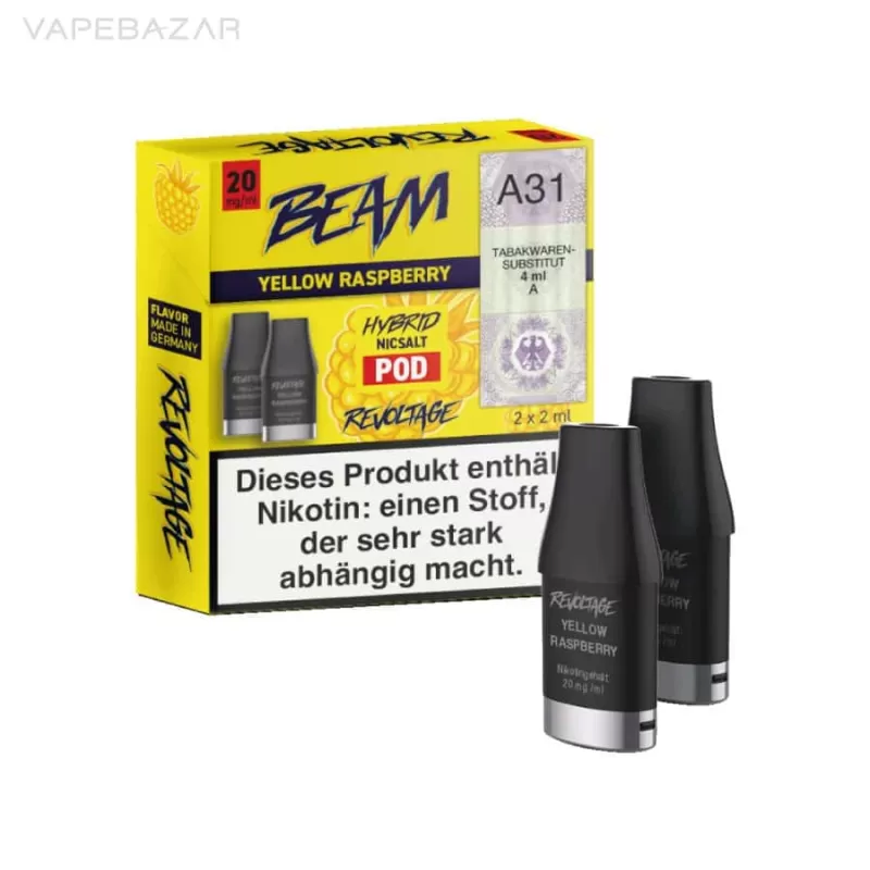 Revoltage Beam – Yellow Raspberry – Prefilled Liquid Pod – 2er Pack - Vapebazar - Image 3