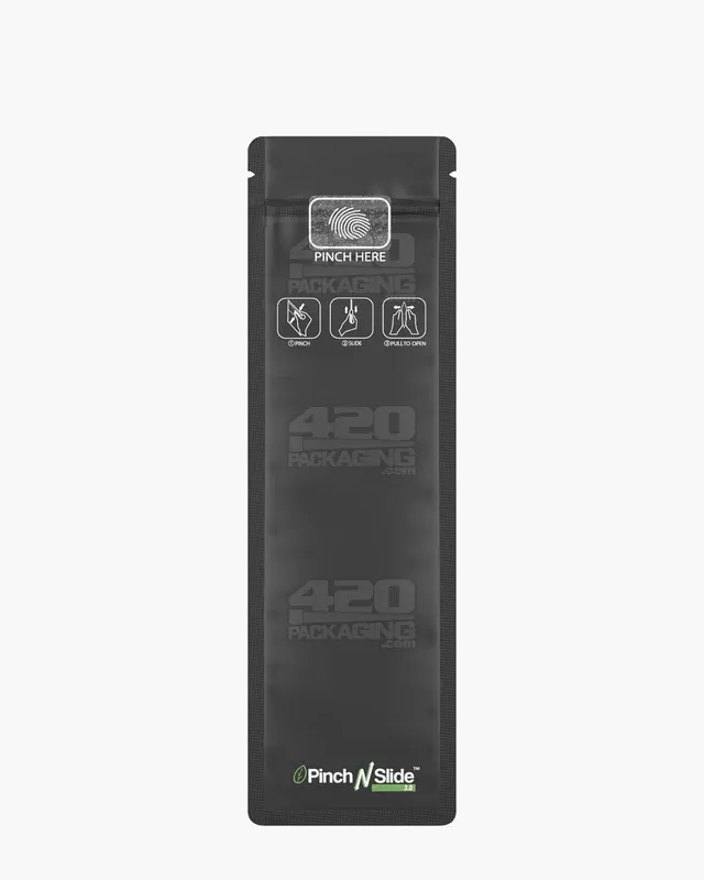Child Resistant & Tamper Evident | Pinch N Slide 3.0 Matte Black PCR Mylar Bags | 2.4in x 7.8in – 2.5g – 250 Count