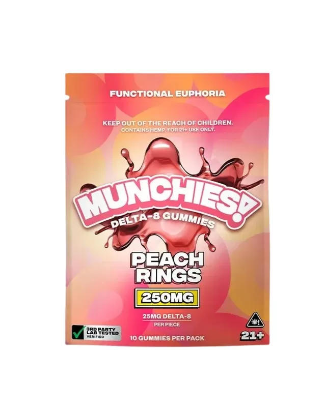 Munchies Delta 8 Peach Rings | 250mg - Ejuicewarehouse
