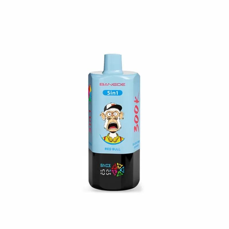 Bang DE 300K Puffs 5 in 1 Mesh Coil Disposable Vape - Random Mix, Red Bull & Blueberry Cherry & Apple Grape & Watermelon Dragon Fruit & Blue Razz; 3-nicotine, 2-nicotine