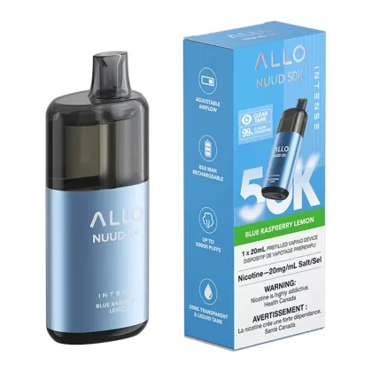 Allo Intense Nuud 50K Disposable Vape Device – Blue Raspberry Lemon 20ml - Nicotine Strength#20mg/ml