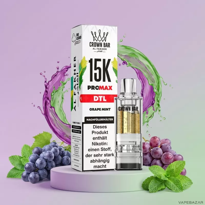 Al Fakher Pods Crown Bar 15K Pro Max – DTL 6mg – Grape Mint
