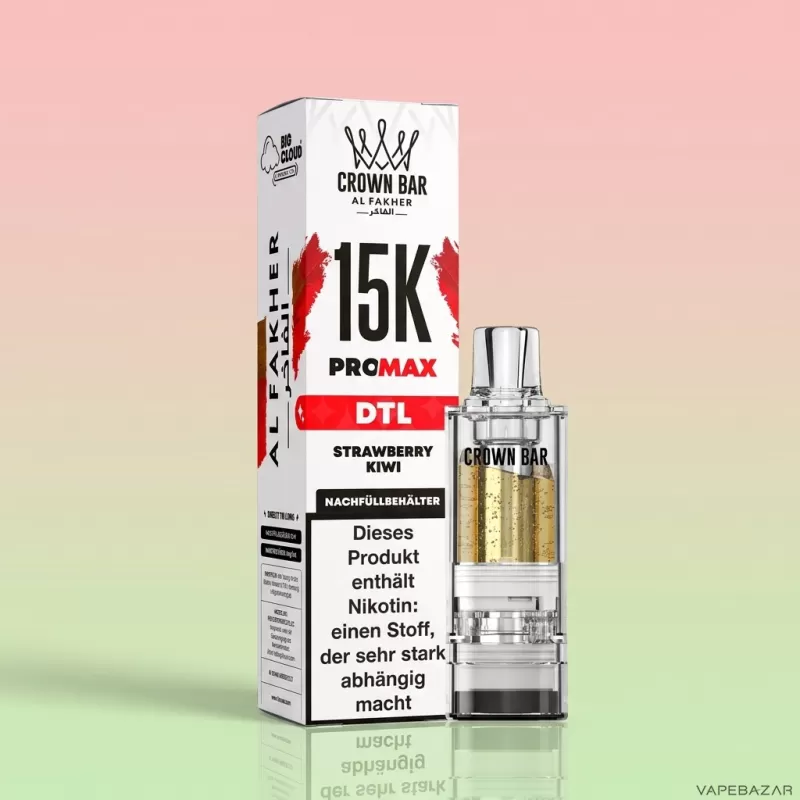 Al Fakher Pods Crown Bar 15K Pro Max – DTL 6mg – Strawberry Kiwi - Image 2