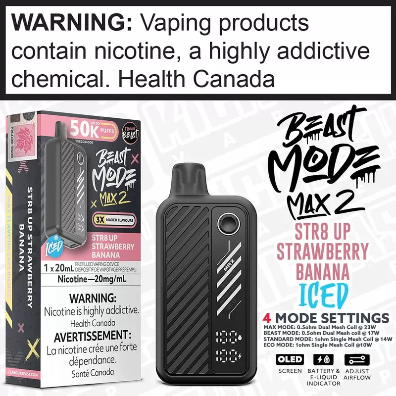 STR8 UP Strawberry Banana Iced BEAST MODE MAX 2 -50K -20mL