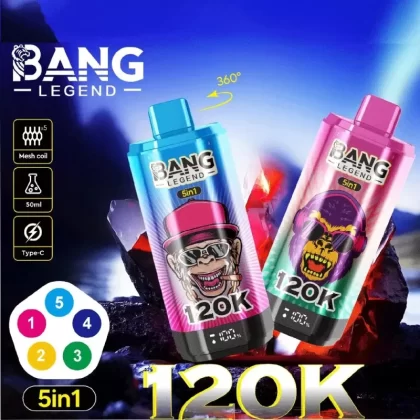 Bang Legend 120K | 120000 puffs, 5-in-1, multi-option, adjustable, bulk disposable vape - Aiviouvapes