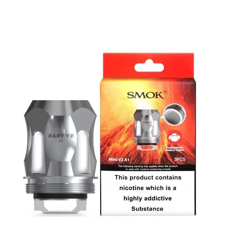 SMOK TFV MINI V2 REPLACEMENT VAPE COILS - Option#A1 0.17 Ohm Coils - Three Pack>A2 0.2 Ohm Coils - Three Pack>A3 0.15 Ohm Coils - Three Pack>K1 0.2 Ohm Quad Coils - Three Pack>K4 0.15 Ohm Oc