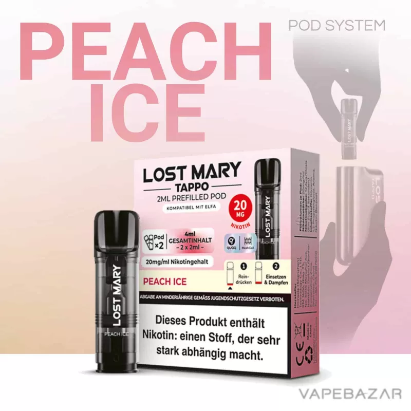 Lost Mary Tappo – Peach Ice – Prefilled Liquid Pod – 2er Pack - Image 3