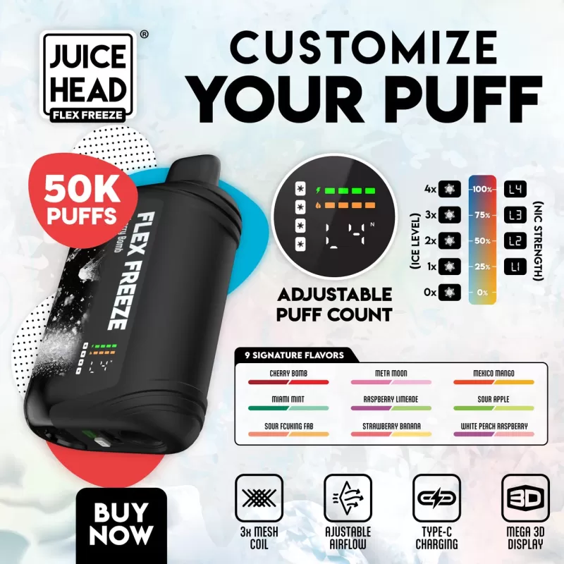 JUICE HEAD “FLEX FREEZE” 50K Puff Disposable - 50,000 Puffs