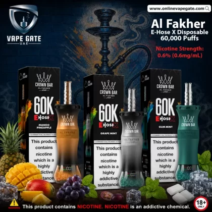 Al Fakher - E-Hose X Rechargeable Disposable Vape 60,000 Puffs - Grape Mint / 6 mg