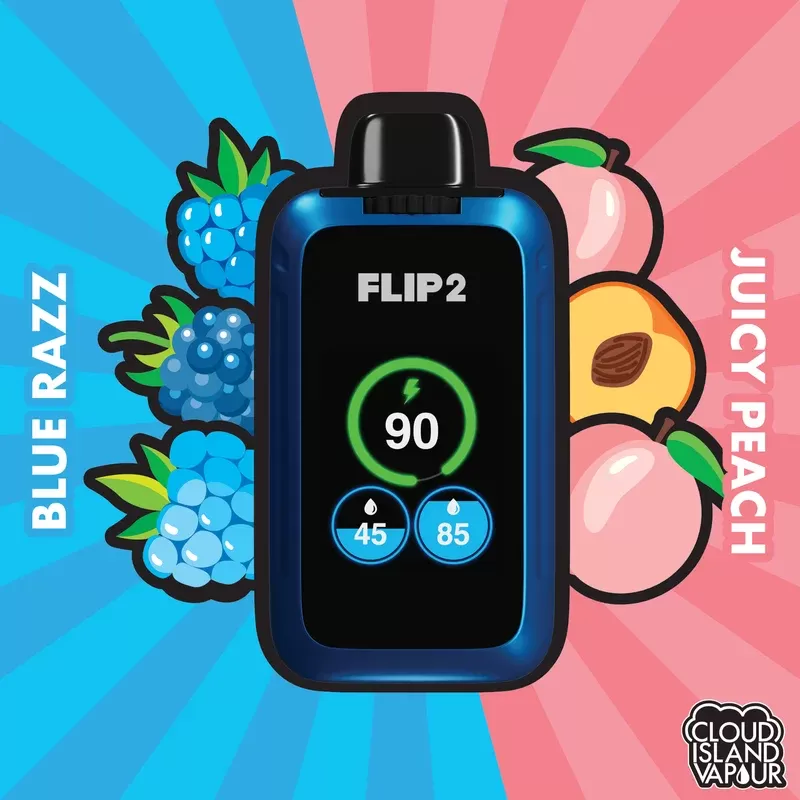 Flip 2 Disposable Vape – Blue Razz And Juicy Peach