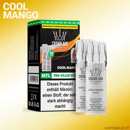 Al Fakher Pods Crown Bar 600 – MTL 20mg – Cool Mango - Mango / Ice