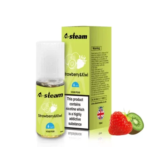 Strawberry & Kiwi A-Steam 10ml Premium Vape Juice – Pack of 10 Bottles