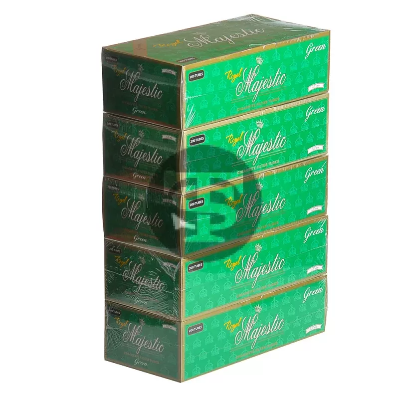 Royal Majestic Filter Tubes 100 mm Green (Menthol) 5 Cartons of 200 - Vape Store