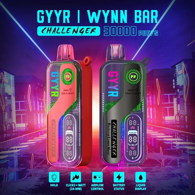 GYYR x Wynn Bar Challenger 30K Puff powered by PYNE POD Disposable Device - 30000 Puffs - Peach Berry Ice( Sealed w/o box)