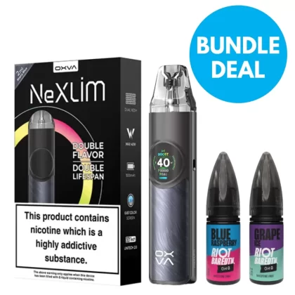 0% No Nicotine Vape Bundle - Black Gold / Black Warrior / Coral Orange / Dark Grey / Dark Brown / Dark Blue / Glory Red / Power Black / Pine Green / Pearl Pink / Rose Gold / Starry Blue / OXVA / Riot