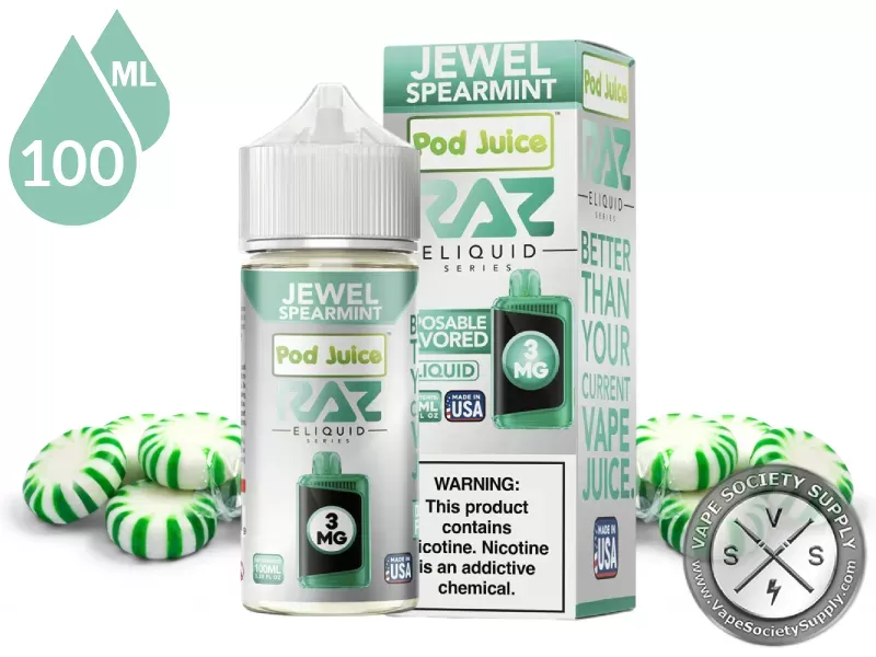 Jewel Spearmint Pod Juice x RAZ 100ml - Vape Product, Vape Product