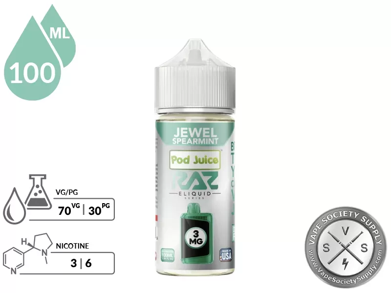 Jewel Spearmint Pod Juice x RAZ 100ml - Vape Product, Vape Product - Image 2