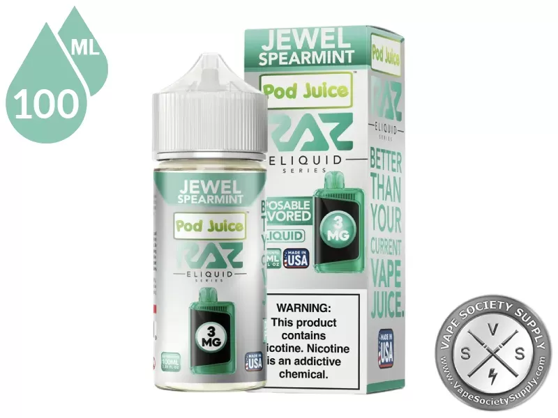 Jewel Spearmint Pod Juice x RAZ 100ml - Vape Product, Vape Product - Image 3