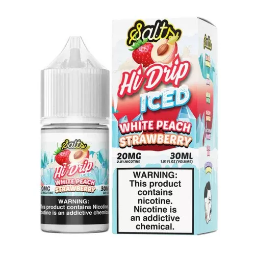Hi Drip Salts Iced White Peach Strawberry 30ml E-Juice - Eliquidsupply