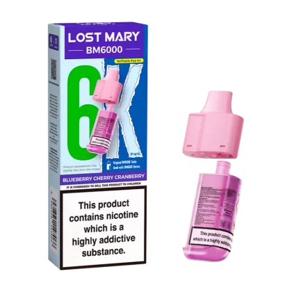 Blueberry Cherry Cranberry Lost Mary BM6000 Refill Pack - 20mg - Vape Product (96E15A)