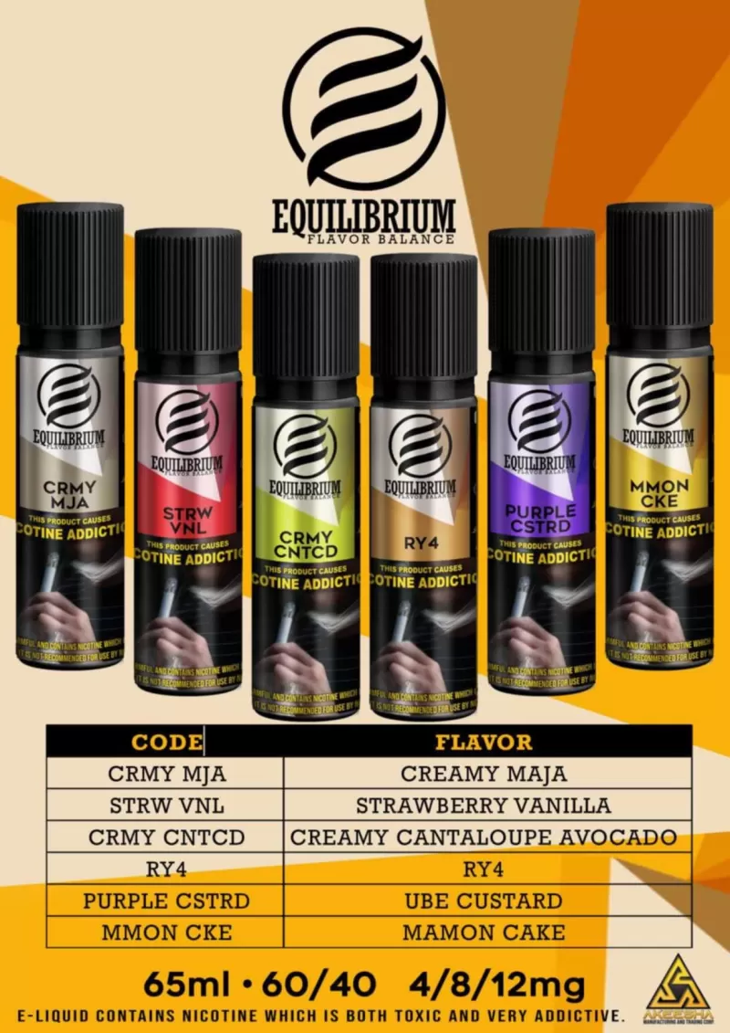 Equilibrium 60ml 50vg/50pg 12/24/36mg freebase ejuice - MC (mamon cake / 12mg - Image 2