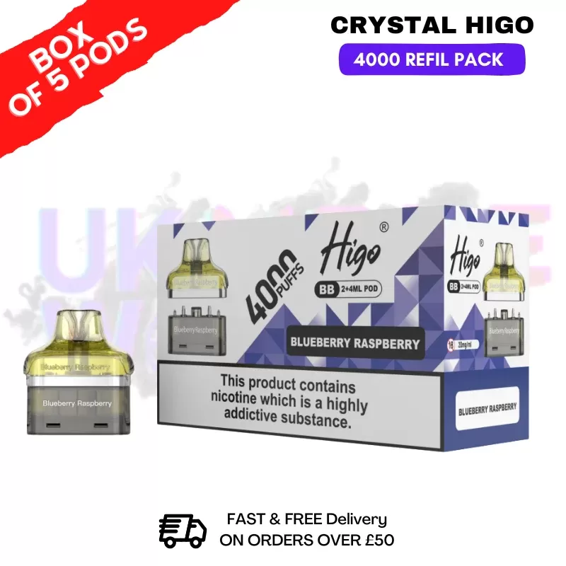 Blueberry Raspberry Crystal Higo 4000 REFIL Pods BOX OF 5