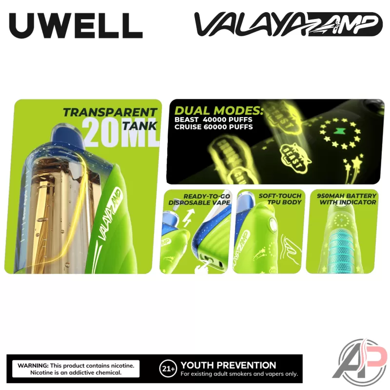Uwell Valaya Amp 60k Puffs Disposable Vape Device - Image 3