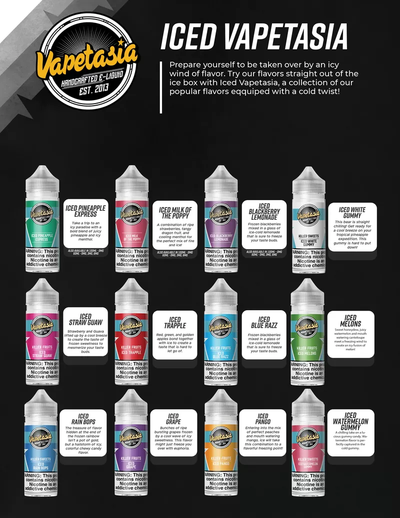 Vapetasia E-Liquid 100ml - ICED Straw Guaw / 0mg - Vapeciga