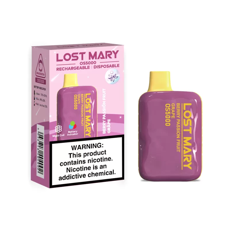 Lost Mary OS5000 Rechargeable Disposable Vape - Cherry Peach Lemonade - Image 2