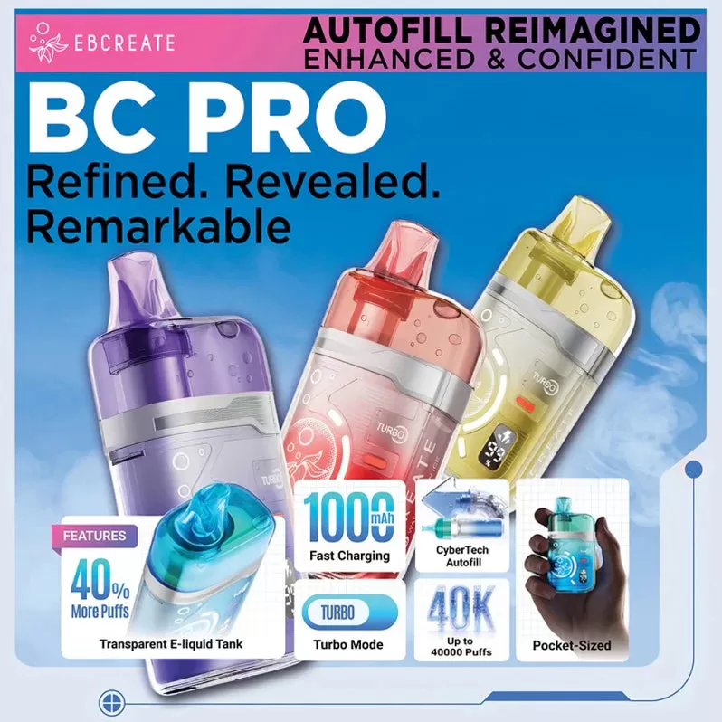 Made in Indonesia | EBCREATE BC PRO 40K Puff Disposable Device - 40,000 Puffs - Watermelon Peach Frost