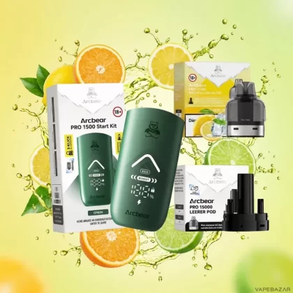 Arcbear Pro 15000 Starterkit – Lemon Lime 20mg/ml Nikotin - Zitrone / Limette / 20mg/ml / bis zu 15000 / USB-C / 1000 mAh / 10 ml / Dual-Mesh / ECO 12 W / BOOST 20 W