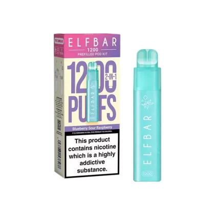 Elf Bar 1200 Blueberry Sour Raspberry Prefilled Pod Vape - Nicotine Strength#20mg (A2DB6D) (A2DB6D)