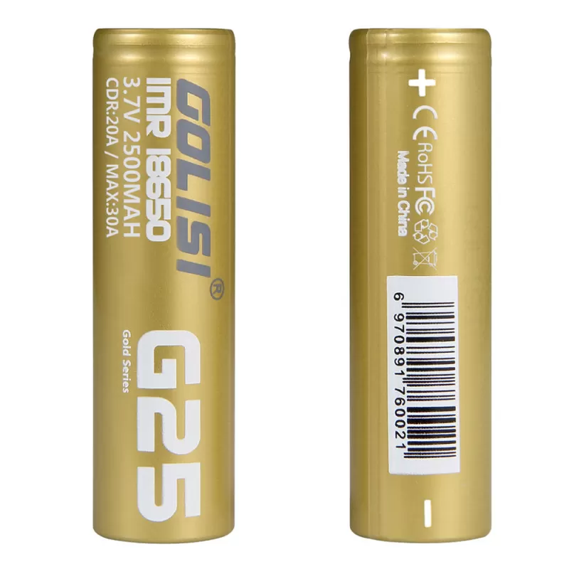 GOLISI G25 18650 Battery 2500mAh 20A CDR - Single, Pack of 2 - Image 2