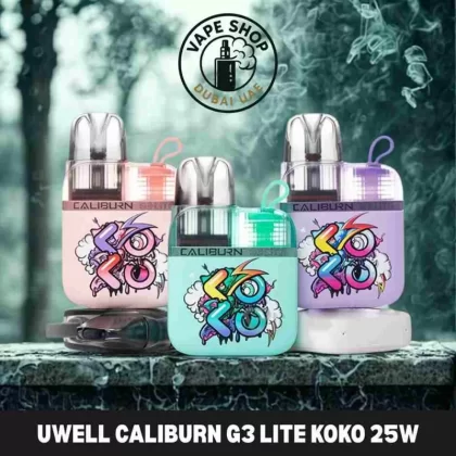 Uwell Caliburn G3 Lite Koko 25W buy in Dubai UAE - Basalt Grey, Graffiti Cyan