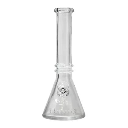 10″ Blueberry Double Ring Soft Glass Beaker Bong - Color#Blue>Green>Black>Pink>Clear