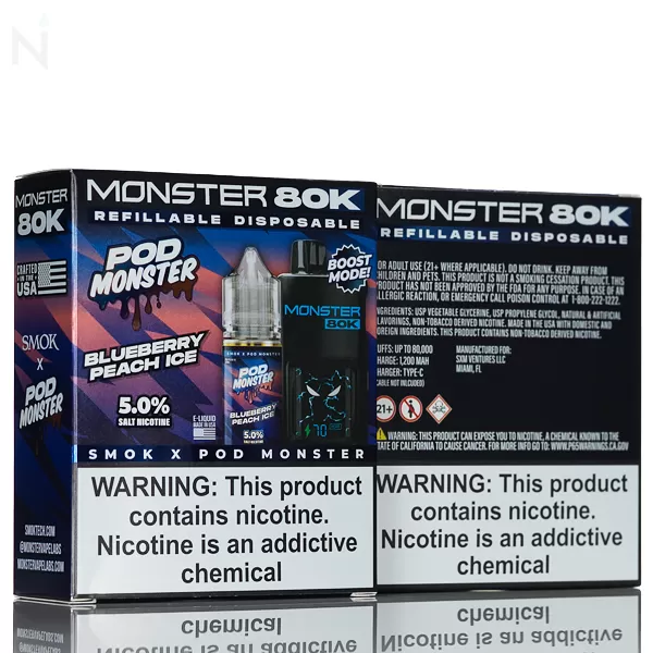 SMOK x Pod Monster 80K Puffs Refillable Disposable - Cool Lemon Mint - Image 3
