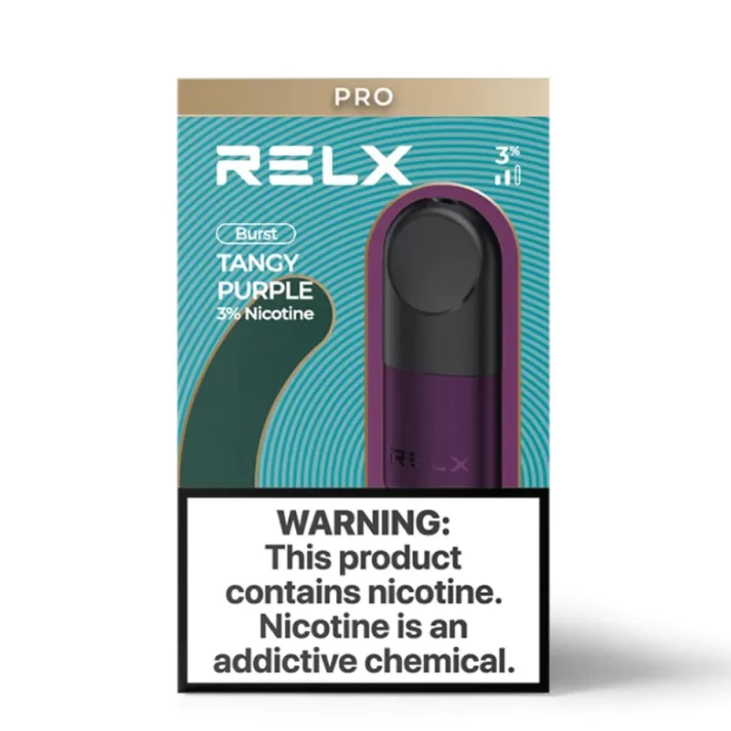 RELX Pod Pro – Tangy Purple (Grape ICE) – 3% Nicotine - Single, Pack of 2; 5% NICOTINE