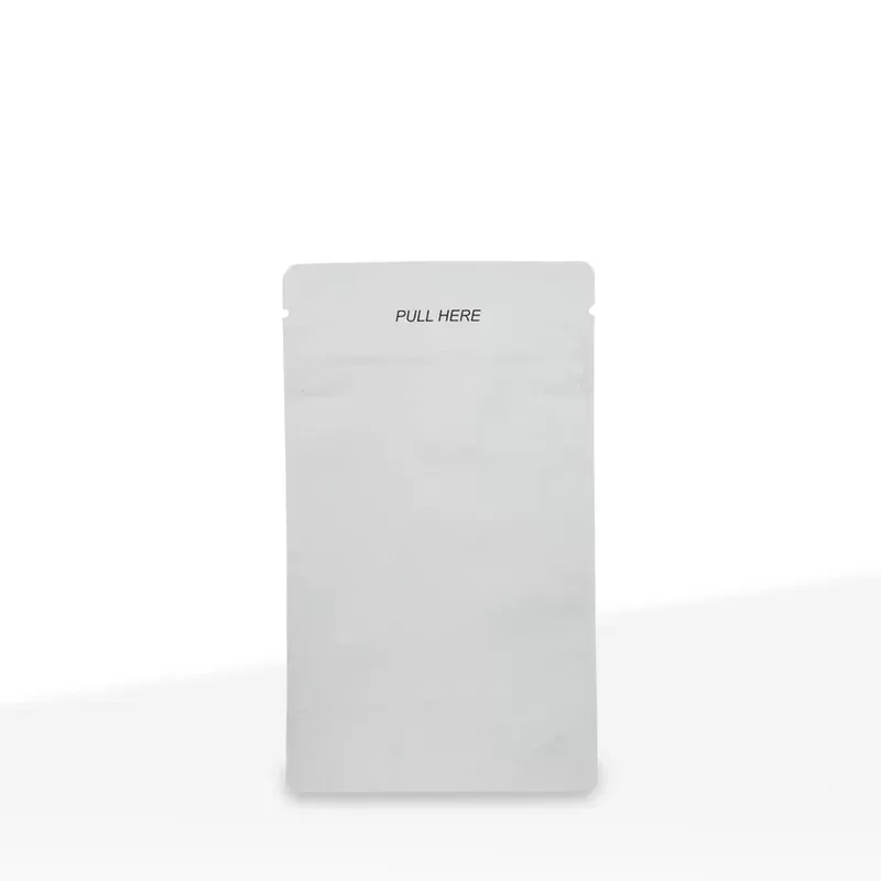 Child-Resistant | Gloss White Mylar Bags – Tear Notch | 5″ x 8″ – 14g – 1000 Count