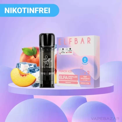 ELFBAR ELFA Pods Peach Ice 0mg – 2er Pack - Elf Bar / Linalool / Propylenglykol / Aromastoffe / Glycerin / Cooling Agent / Nikotinfrei