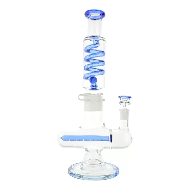 Colored Coil Inline Perc Rig – 14in - Color#Black>Blue