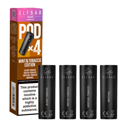 Mint & Tobacco Edition Elfbar 4in1 Pods - Ecigwizard