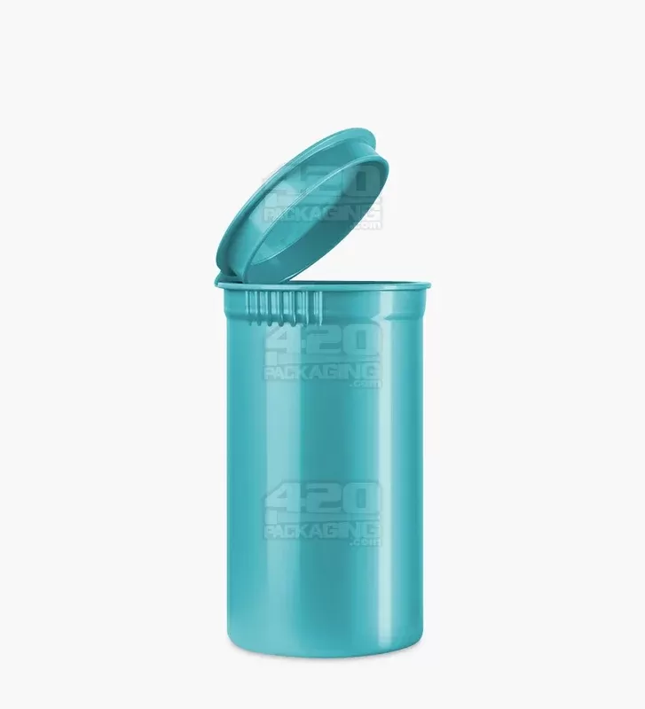 Child Resistant | Opaque Aqua Pop Top Bottles | 19dr – 3.5g – 225 Count