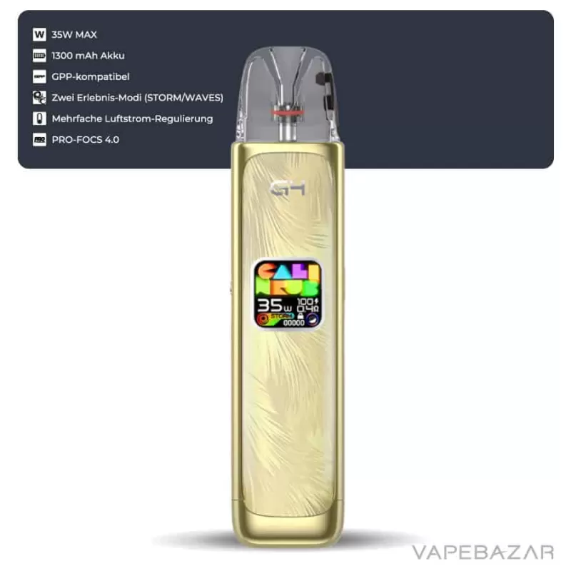Uwell Caliburn G4 E-Zigaretten – Set Sahara Gold - Pod Kit / UWELL / 1300 mAh / 3 ml / max. 35 Watt / USB-C - Image 2